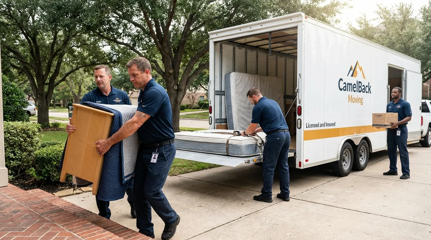 Crew loading residential truck for cross-state move from Edina, MO